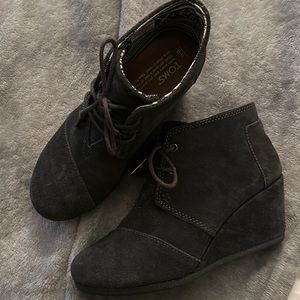 TOMS suede wedge booties